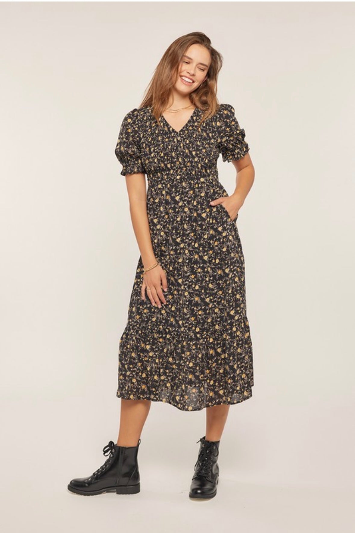 Printed smocking top dress