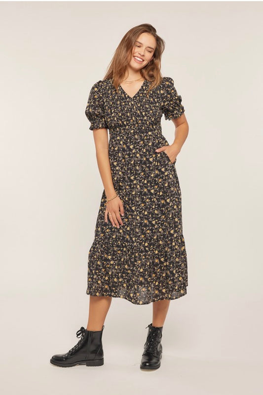 Printed smocking top dress